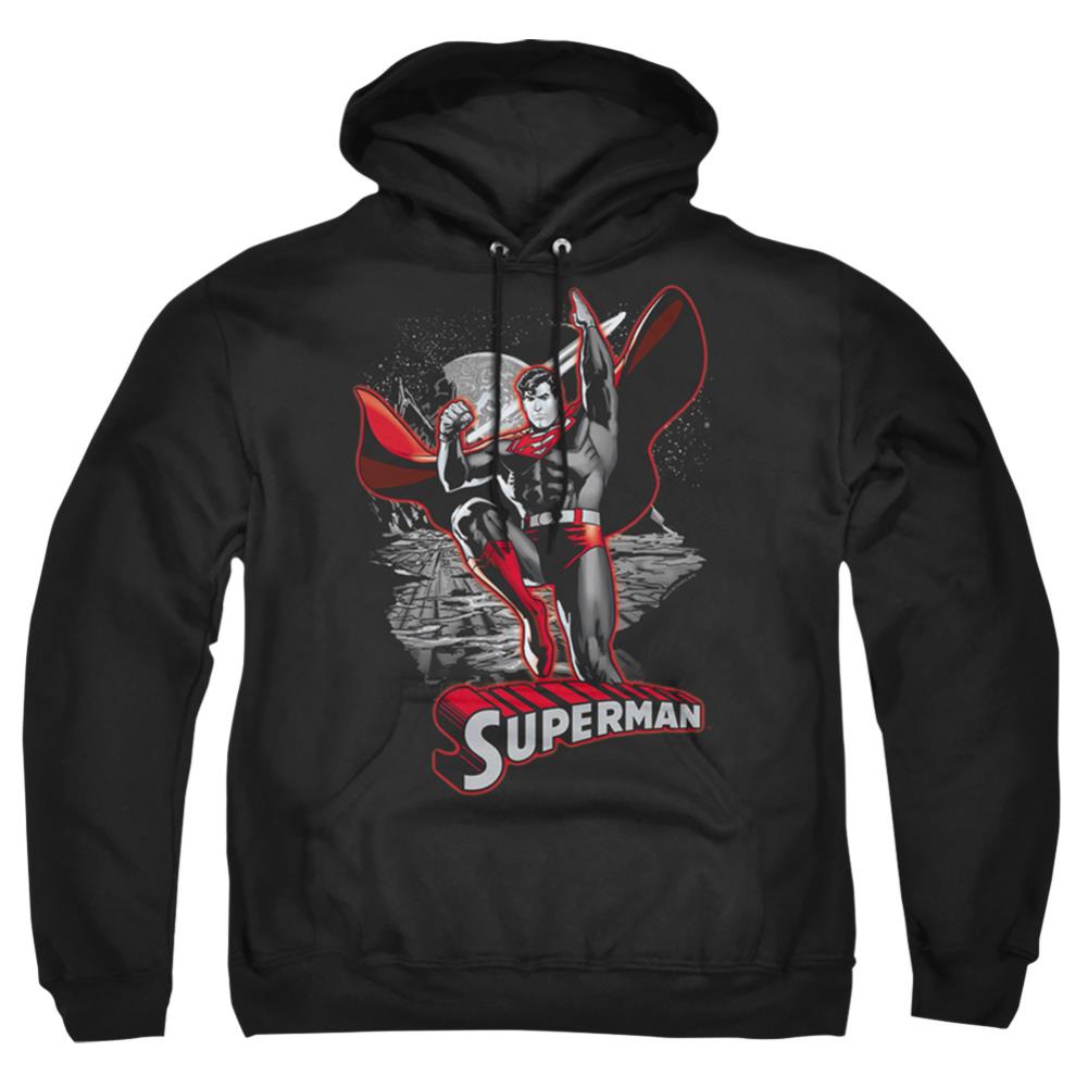 Justice League Of America Superman Red And Gray Men's Pull-Over 75 25 Poly Hoodie