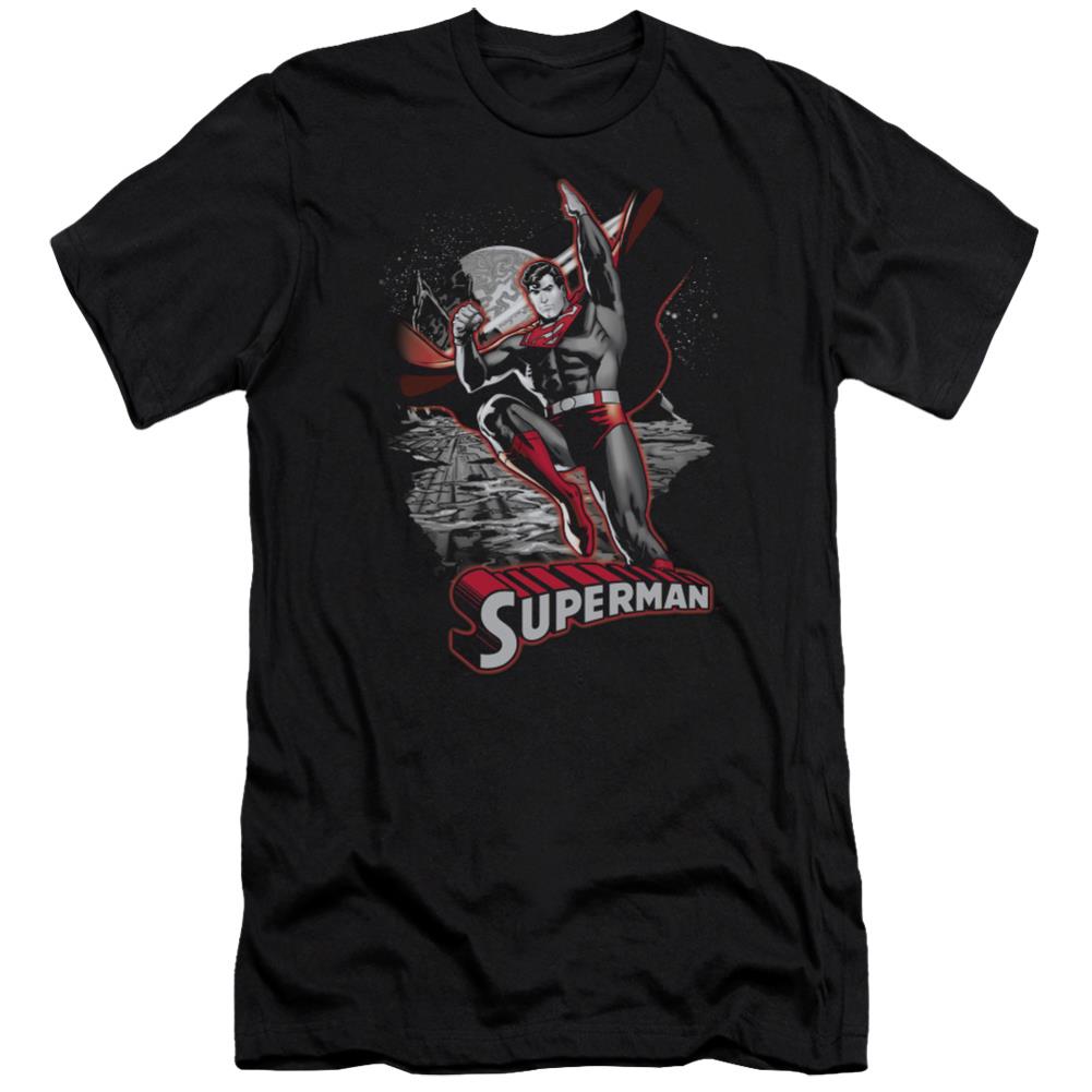 Justice League Of America Superman Red And Gray Men's Ultra-Soft 30/1 Cotton Slim Short-Sleeve T-Shirt
