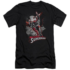 Justice League Of America Superman Red And Gray Men's Ultra-Soft 30/1 Cotton Slim Short-Sleeve T-Shirt