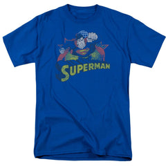 Justice League Of America Superman Rough Distress Men's 18/1 Cotton Short-Sleeve T-Shirt