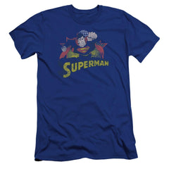 Justice League Of America Superman Rough Distress Men's Ultra-Soft 30/1 Cotton Slim Short-Sleeve T-Shirt