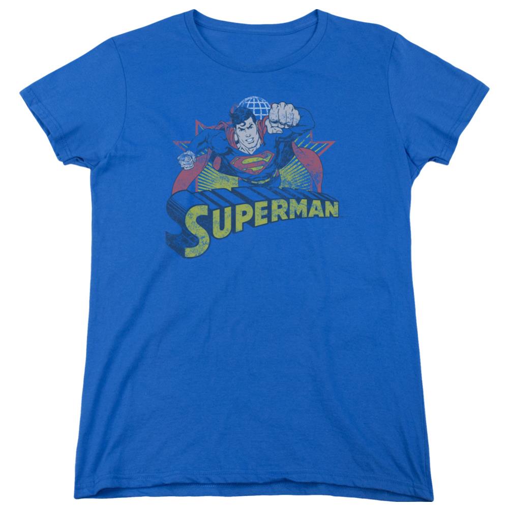 Justice League Of America Superman Rough Distress Women's 18/1 Cotton Short-Sleeve T-Shirt
