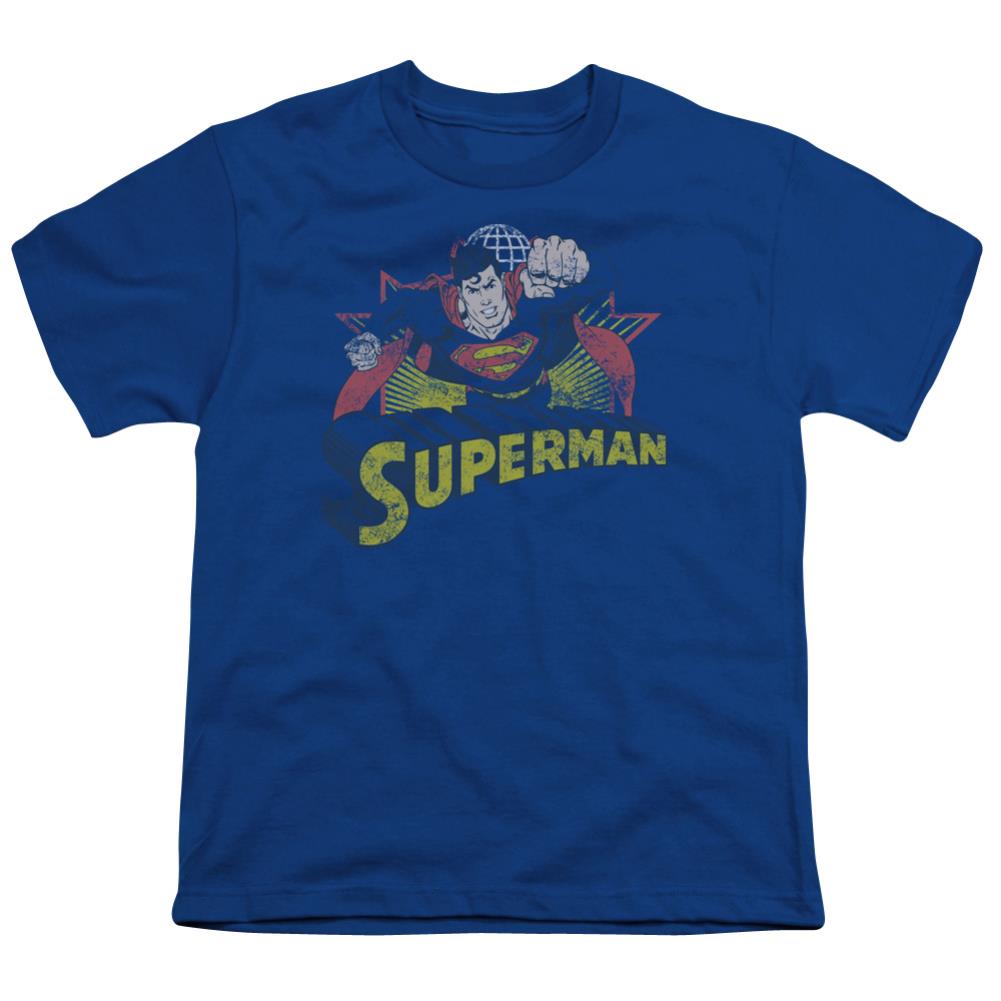 Justice League Of America Superman Rough Distress Youth 18/1 100% Cotton Short-Sleeve T-Shirt