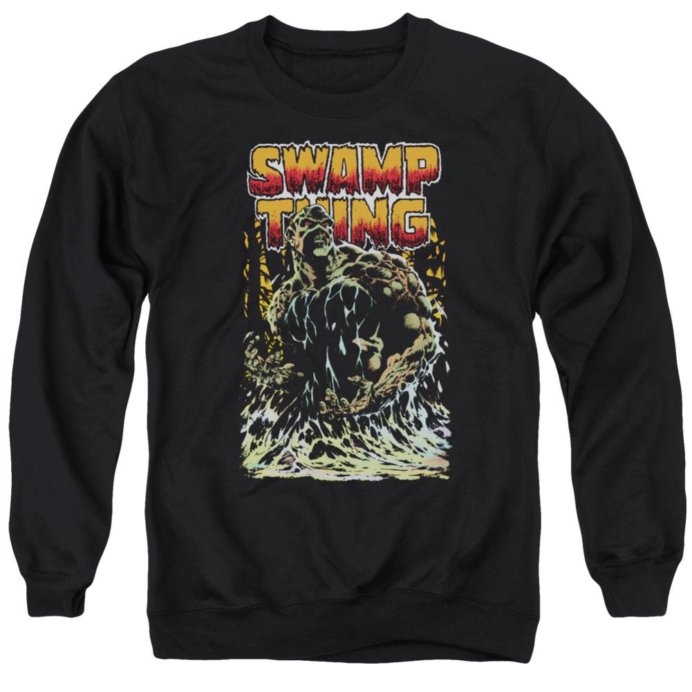 Justice League Of America Swamp Thing Men's Crewneck 50 50 Poly Long-Sleeve T-Shirt