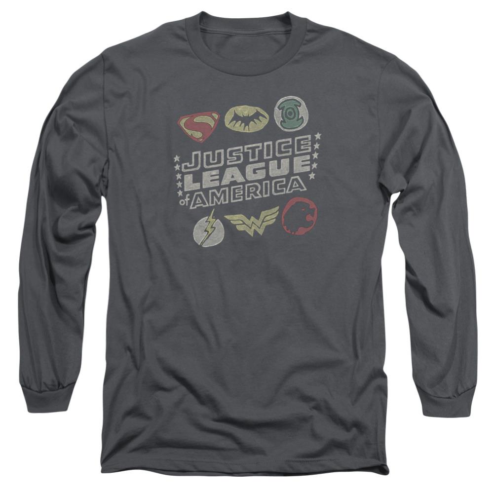 Justice League Of America Symbols Men's 18/1 Cotton Long-Sleeve T-Shirt