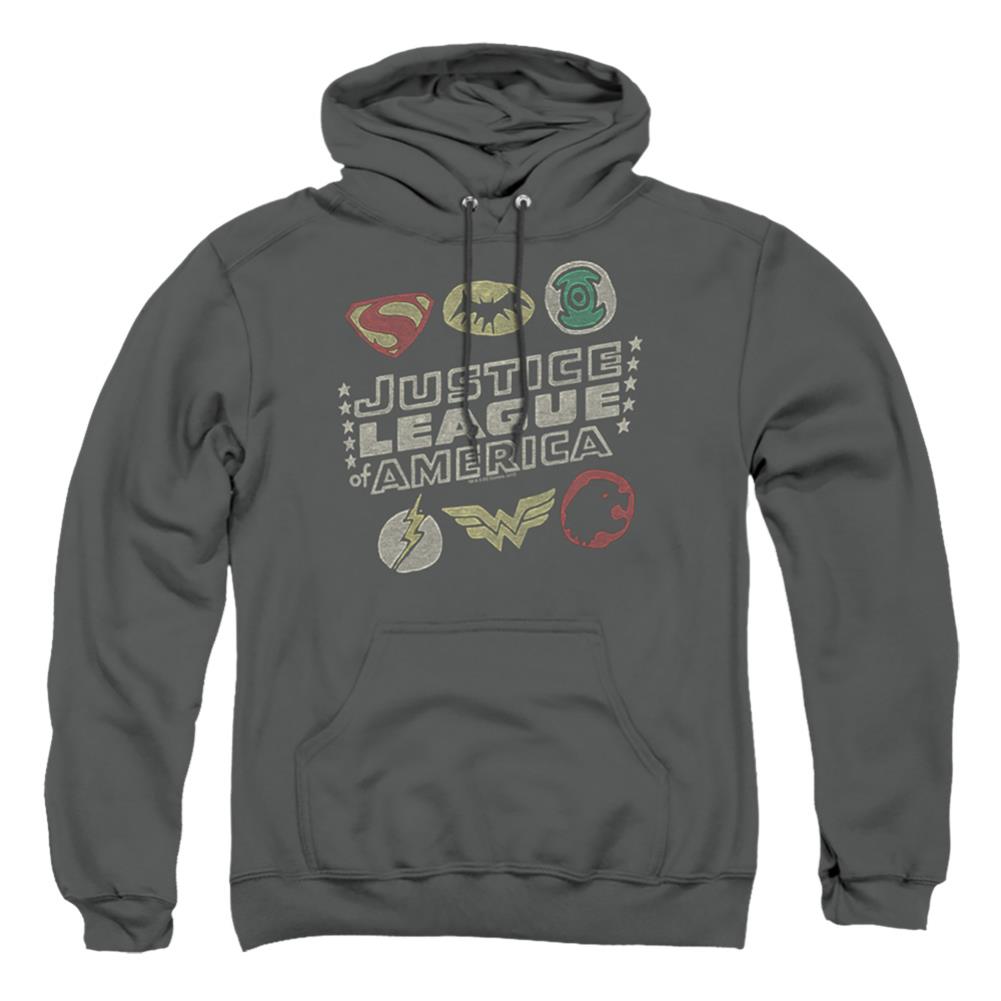 Justice League Of America Symbols Men's Pull-Over 75 25 Poly Hoodie