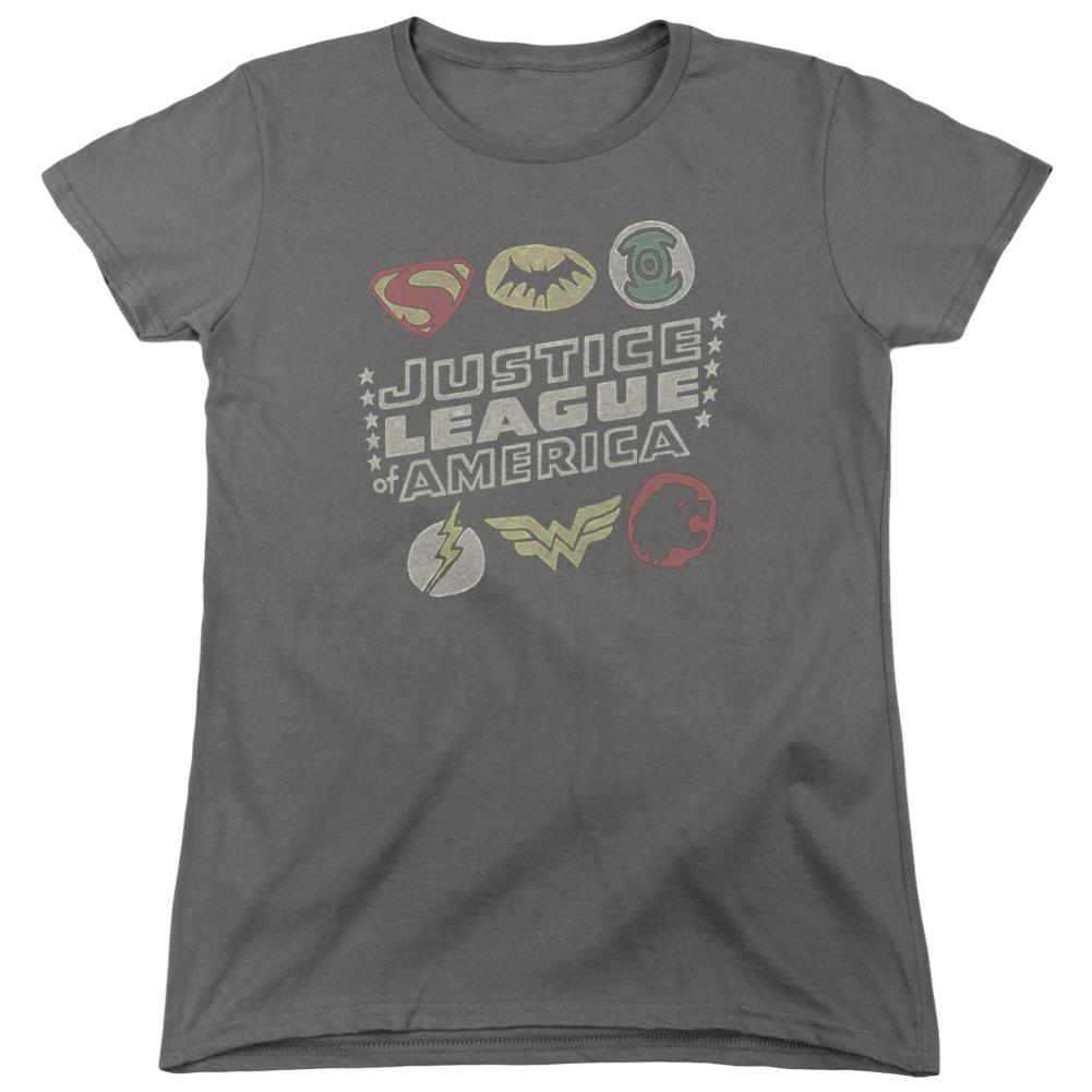 Justice League Of America Symbols Women's 18/1 Cotton Short-Sleeve T-Shirt