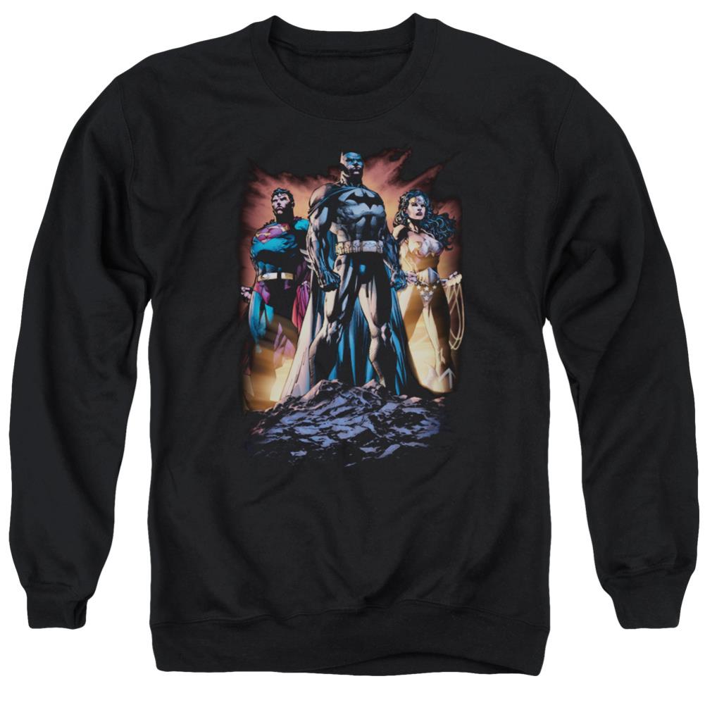 Justice League Of America Take A Stand Men's Crewneck 50 50 Poly Long-Sleeve T-Shirt