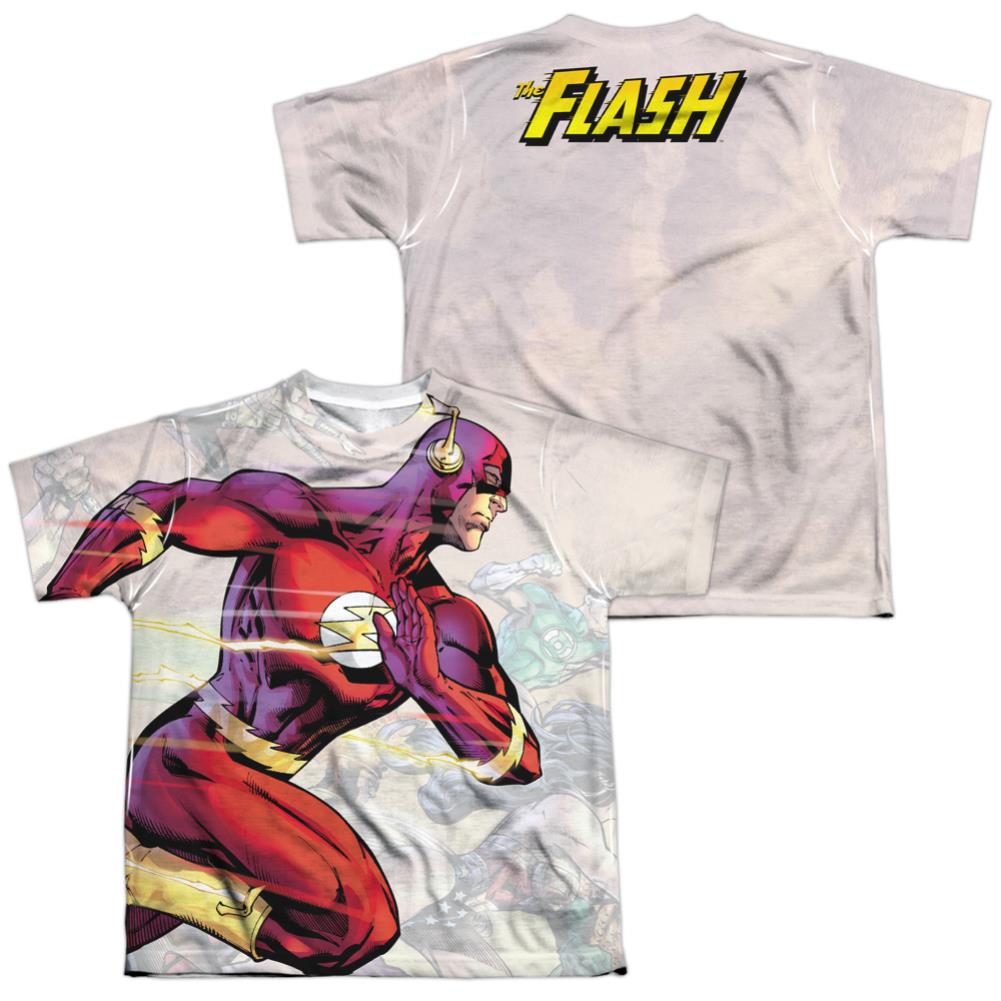Justice League Of America Taking The Lead (Front/Back Print) Youth Regular Fit Poly Short-Sleeve T-Shirt