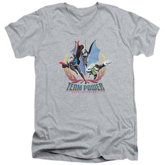 Justice League Of America Team Power Men's 30/1 Cotton Slim V-Neck T-Shirt