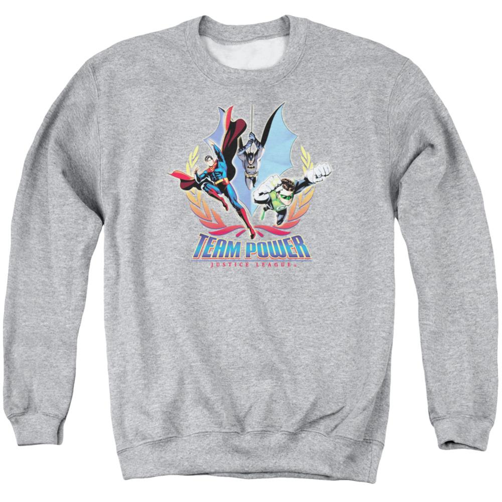 Justice League Of America Team Power Men's Crewneck 50 50 Poly Long-Sleeve T-Shirt