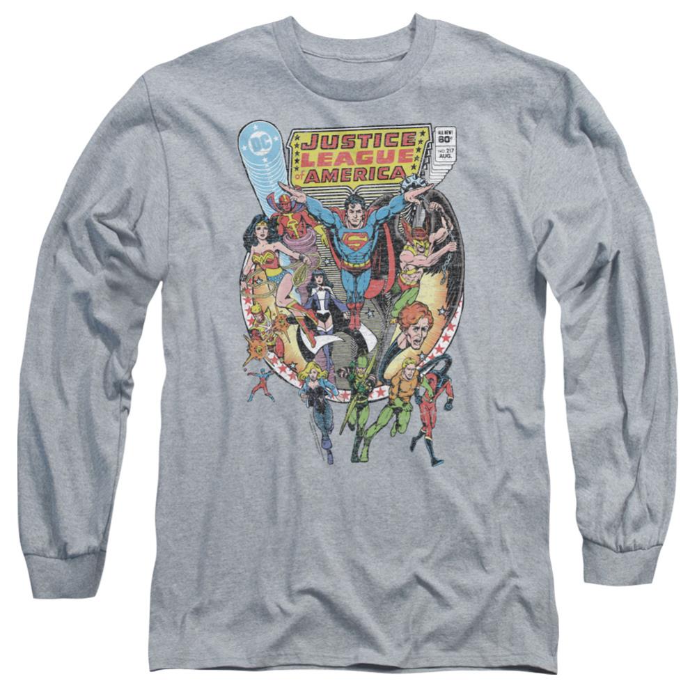 Justice League Of America Team Up Men's 18/1 Cotton Long-Sleeve T-Shirt