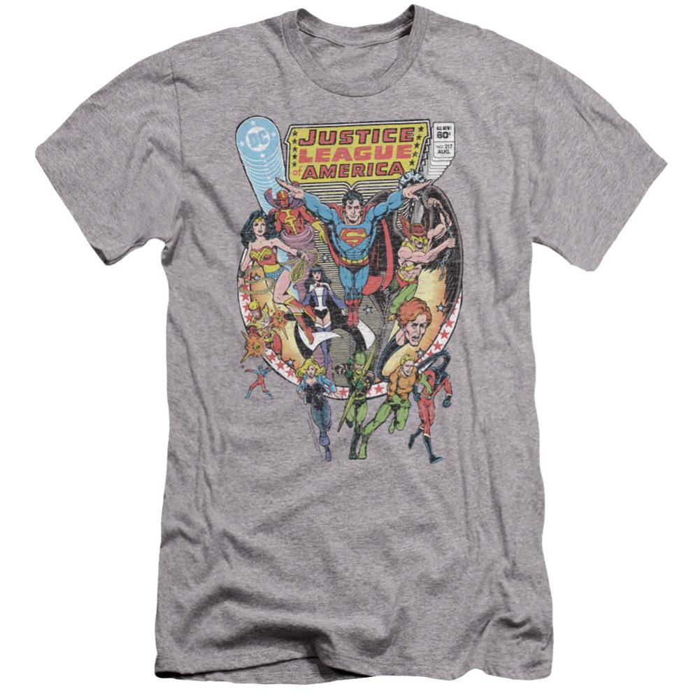 Justice League Of America Team Up Men's Ultra-Soft 30/1 Cotton Slim Short-Sleeve T-Shirt