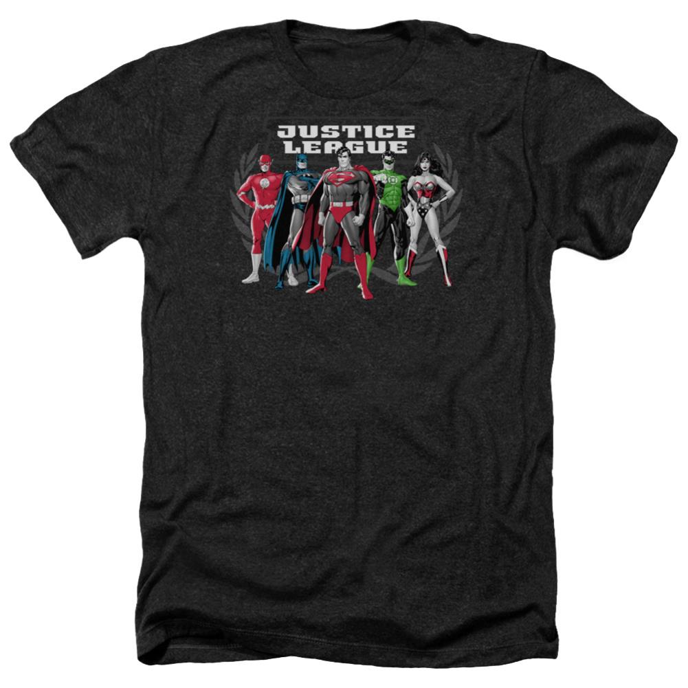 Justice League Of America The Big Five Men's 30/1 Heather 60 40 Poly Short-Sleeve T-Shirt