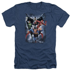 Justice League Of America The Coming Storm Men's 30/1 Heather 60 40 Poly Short-Sleeve T-Shirt