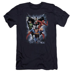 Justice League Of America The Coming Storm Men's Ultra-Soft 30/1 Cotton Slim Short-Sleeve T-Shirt