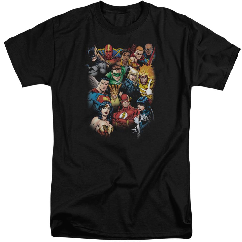 Justice League Of America The Leagues All Here Men's 18/1 Tall Cotton Short-Sleeve T-Shirt