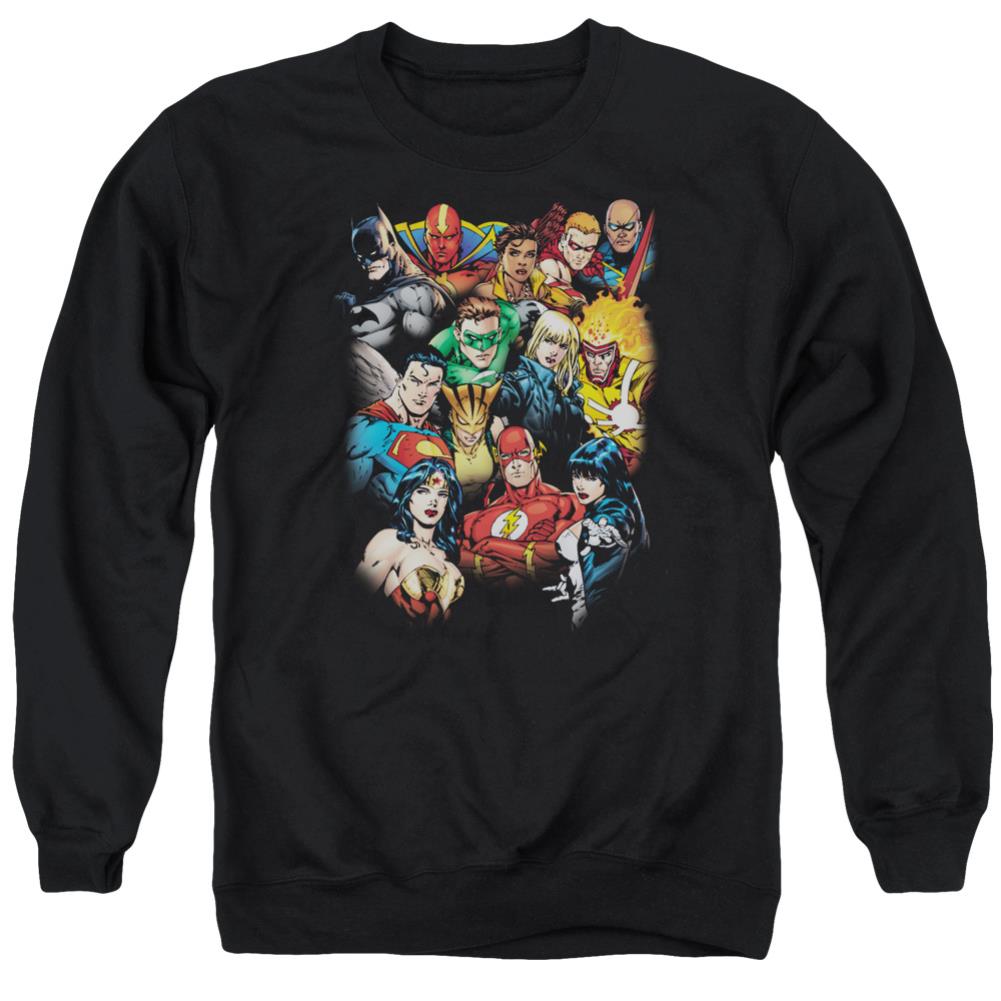 Justice League Of America The Leagues All Here Men's Crewneck 50 50 Poly Long-Sleeve T-Shirt