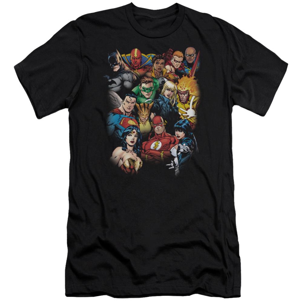Justice League Of America The Leagues All Here Men's Ultra-Soft 30/1 Cotton Slim Short-Sleeve T-Shirt