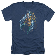 Justice League Of America Thrashing Men's 30/1 Heather 60 40 Poly Short-Sleeve T-Shirt
