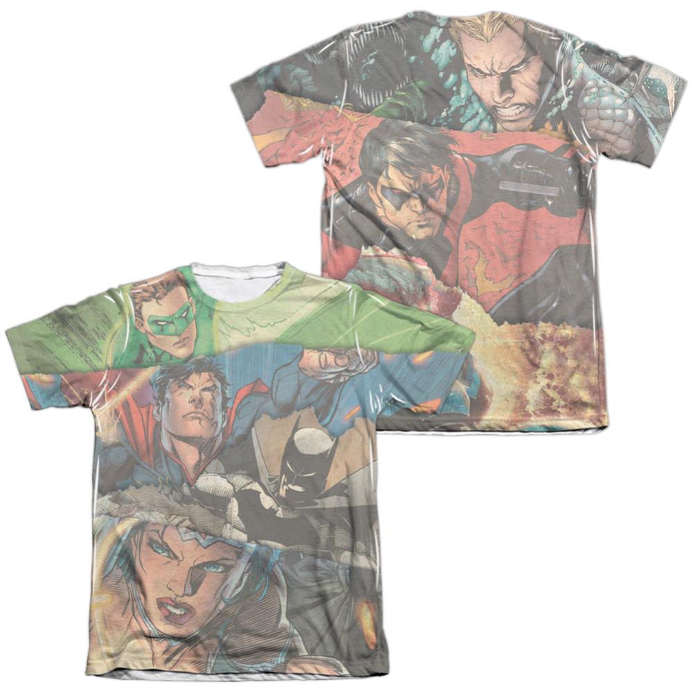 Justice League Of America Torn (Front/Back Print) Men's Regular Fit Poly Cotton Short-Sleeve T-Shirt