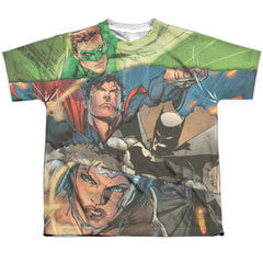 Justice League Of America Torn Youth Regular Fit Poly Short-Sleeve T-Shirt