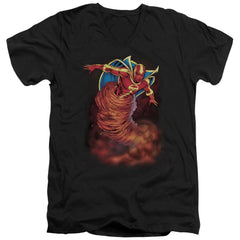 Justice League Of America Tornado Cloud Men's 30/1 Cotton Slim V-Neck T-Shirt