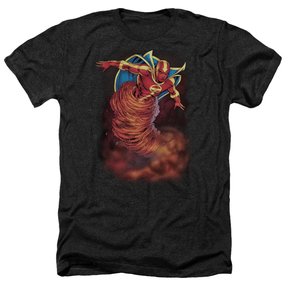 Justice League Of America Tornado Cloud Men's 30/1 Heather 60 40 Poly Short-Sleeve T-Shirt