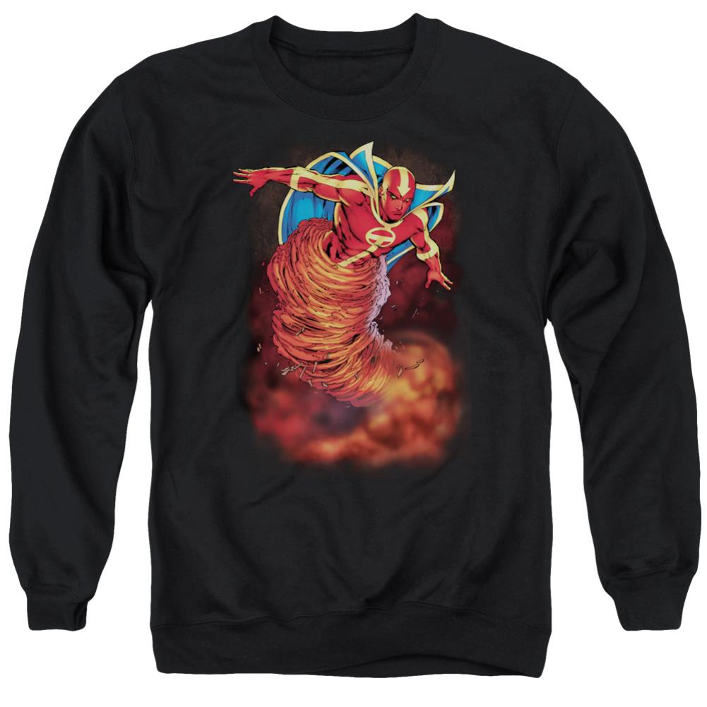 Justice League Of America Tornado Cloud Men's Crewneck 50 50 Poly Long-Sleeve T-Shirt