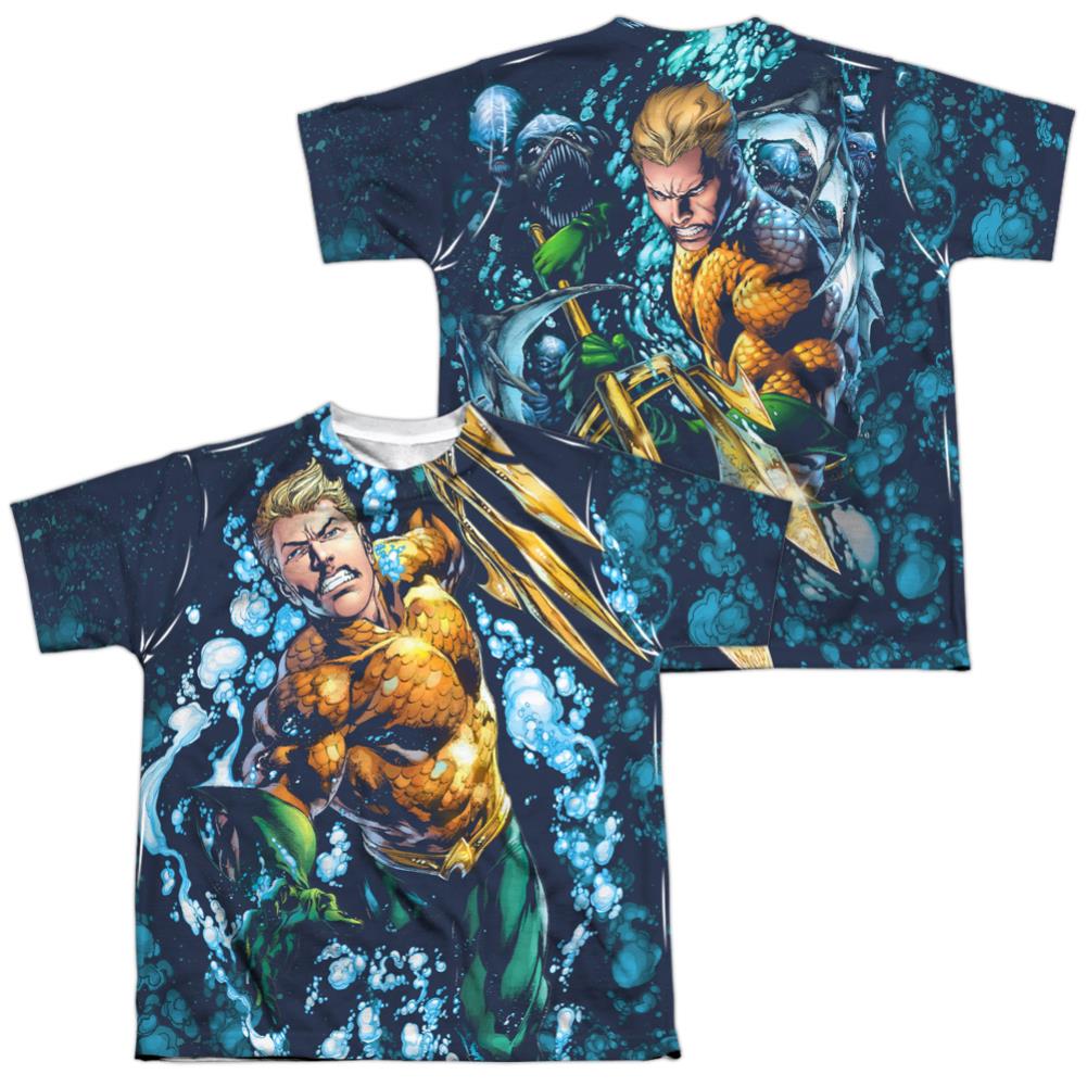 Justice League Of America Trident (Front/Back Print) Youth Regular Fit Poly Short-Sleeve T-Shirt