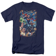 Justice League Of America Under Attack Men's 18/1 Cotton Short-Sleeve T-Shirt