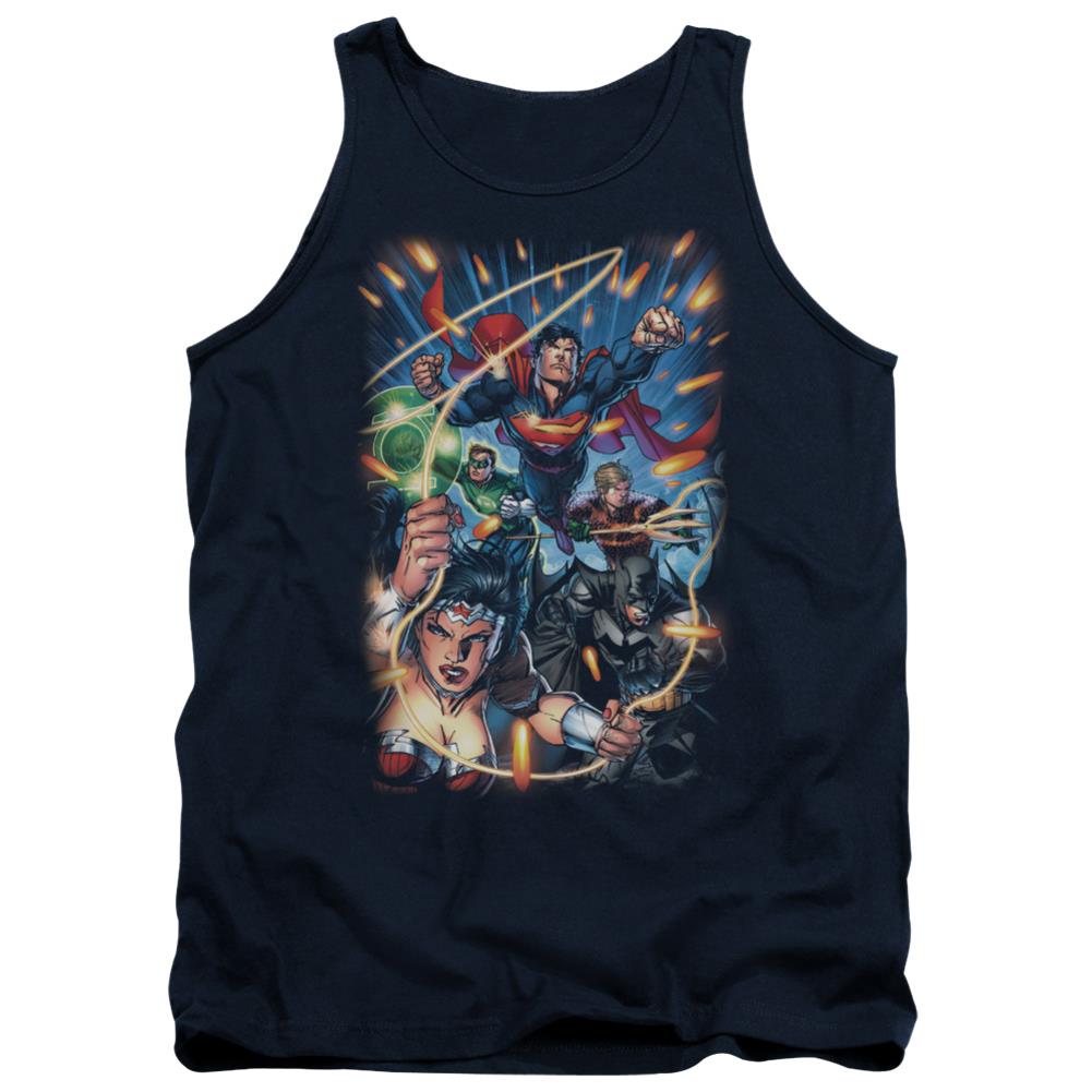 Justice League Of America Under Attack Men's 18/1 Cotton Tank Top