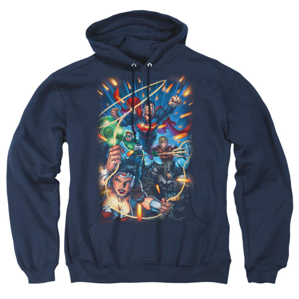 Justice League Of America Under Attack Men's Pull-Over 75 25 Poly Hoodie