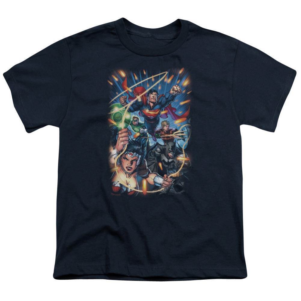 Justice League Of America Under Attack Youth 18/1 100% Cotton Short-Sleeve T-Shirt