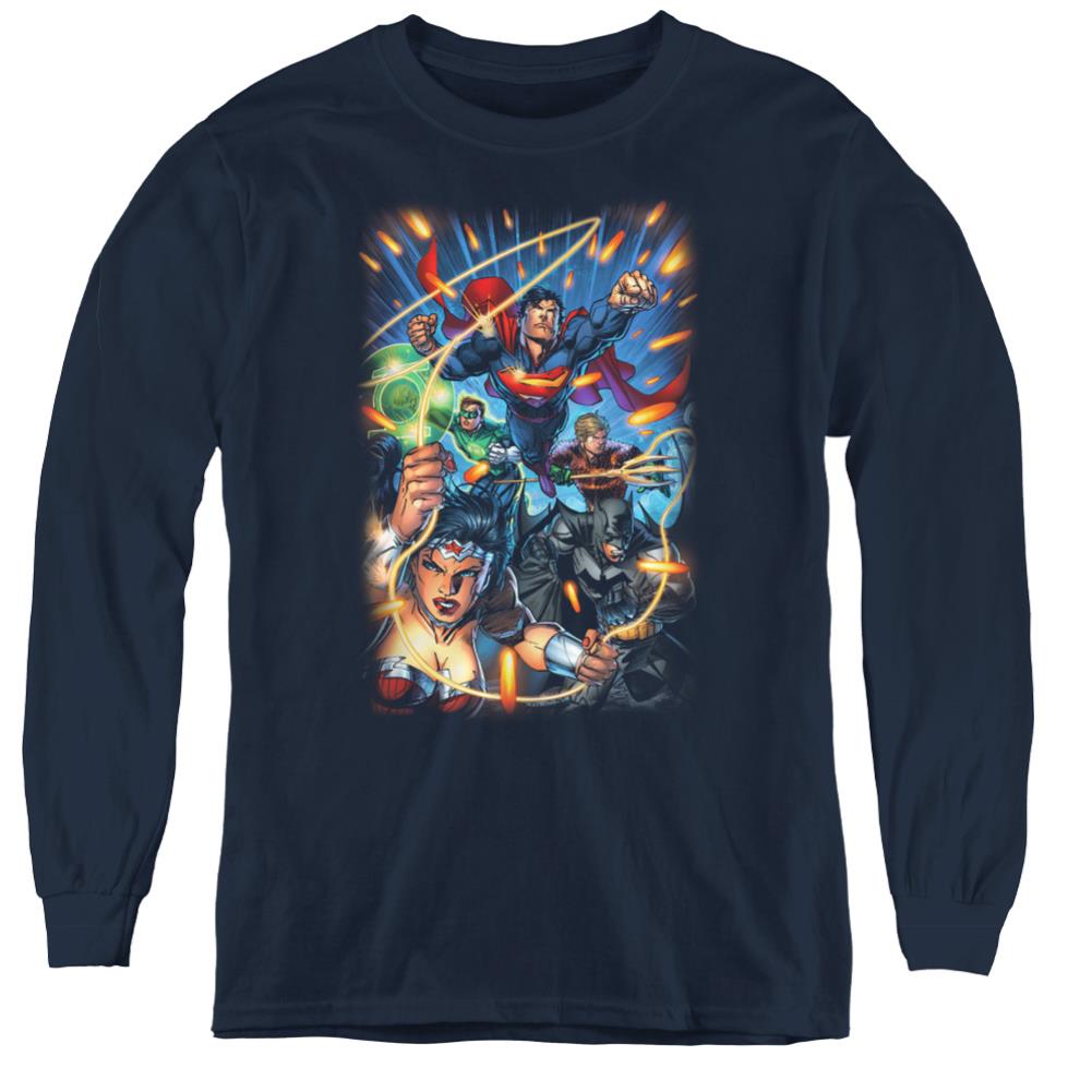 Justice League Of America Under Attack Youth Long-Sleeve T-Shirt