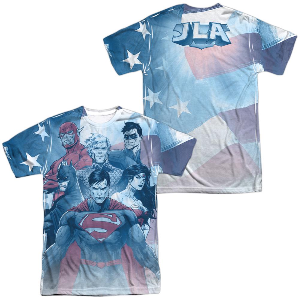 Justice League Of America United (Front/Back Print) Men's Regular Fit Polyester Short-Sleeve T-Shirt