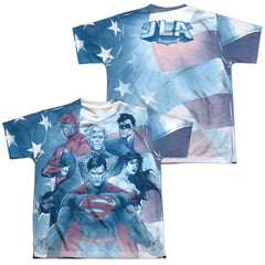 Justice League Of America United (Front/Back Print) Youth Regular Fit Poly Short-Sleeve T-Shirt