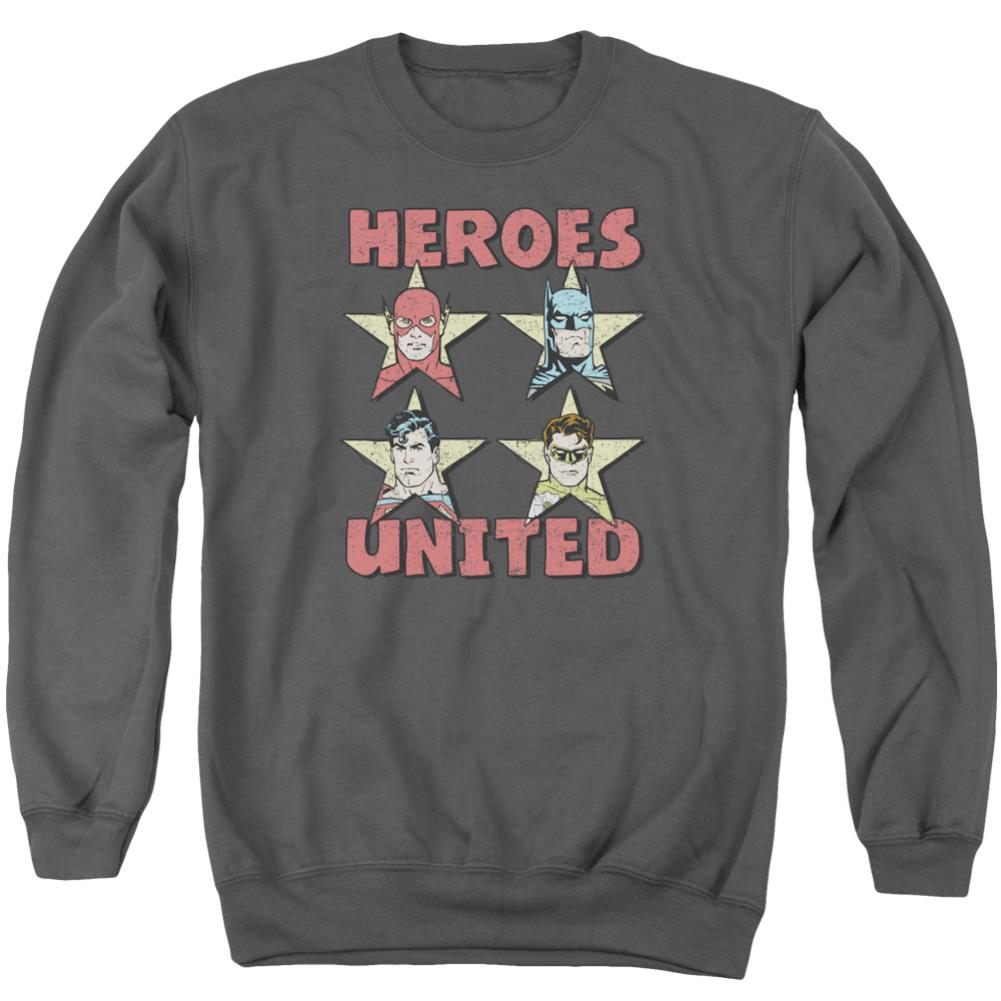 Justice League Of America United Stars Men's Crewneck 50 50 Poly Long-Sleeve T-Shirt