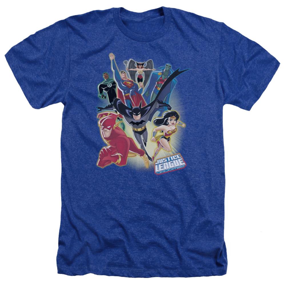 Justice League Of America Unlimited Men's 30/1 Heather 60 40 Poly Short-Sleeve T-Shirt