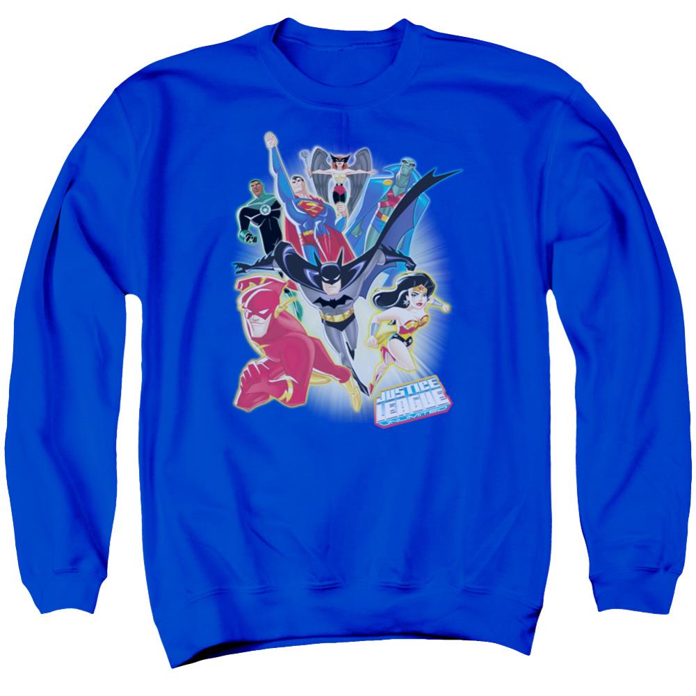 Justice League Of America Unlimited Men's Crewneck 50 50 Poly Long-Sleeve T-Shirt