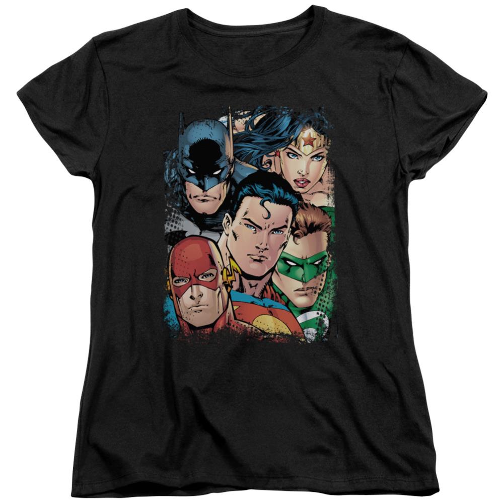 Justice League Of America Up Close And Personal Women's 18/1 Cotton Short-Sleeve T-Shirt