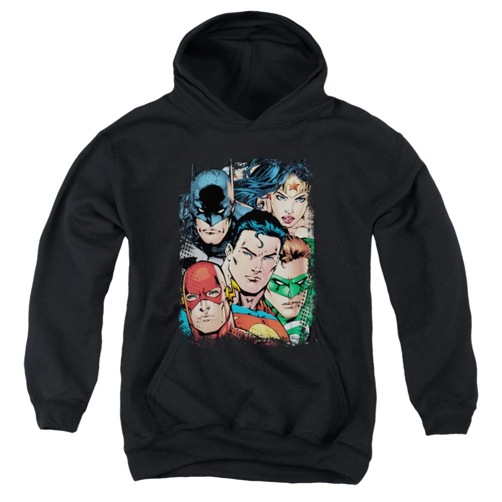 Justice League Of America Up Close And Personal Youth Cotton Poly Pull-Over Hoodie