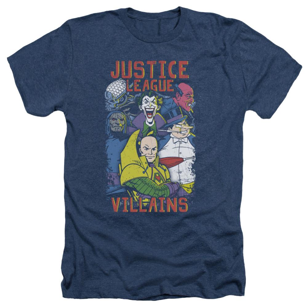 Justice League Of America Villains Men's 30/1 Heather 60 40 Poly Short-Sleeve T-Shirt