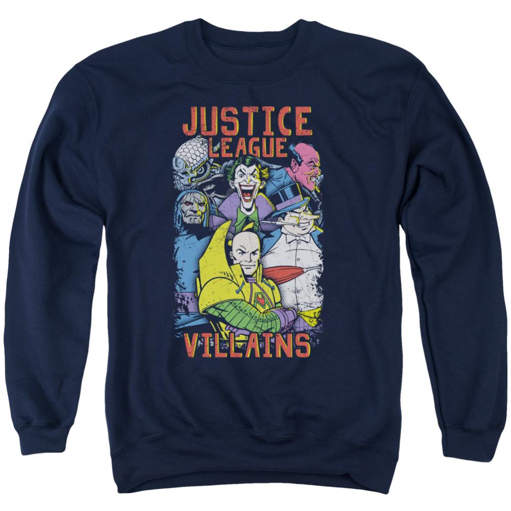 Justice League Of America Villains Men's Crewneck 50 50 Poly Long-Sleeve T-Shirt