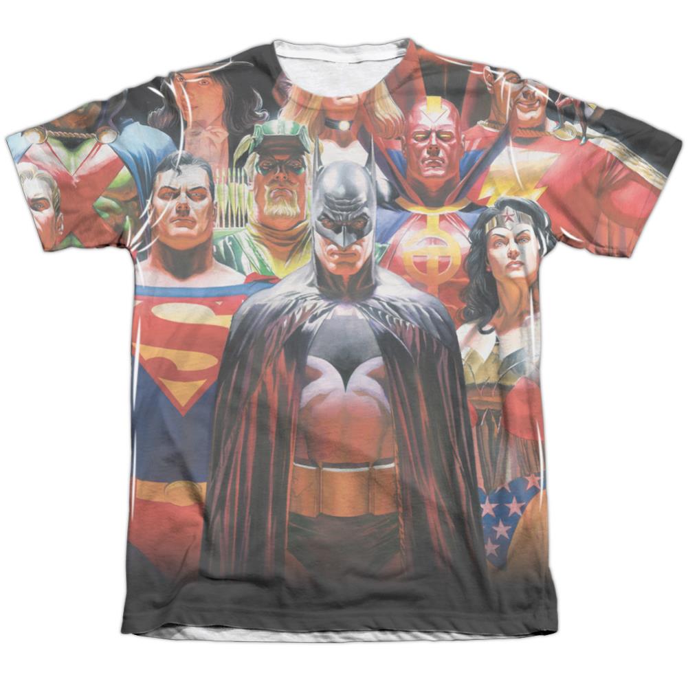 Justice League Of America Wall Of Heroes Men's Regular Fit Poly Cotton Short-Sleeve T-Shirt