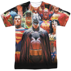 Justice League Of America Wall Of Heroes Men's Regular Fit Polyester Short-Sleeve T-Shirt