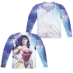 Justice League Of America Warrior Goddess (Front/Back Print) Men's Regular Fit Polyester Long-Sleeve T-Shirt