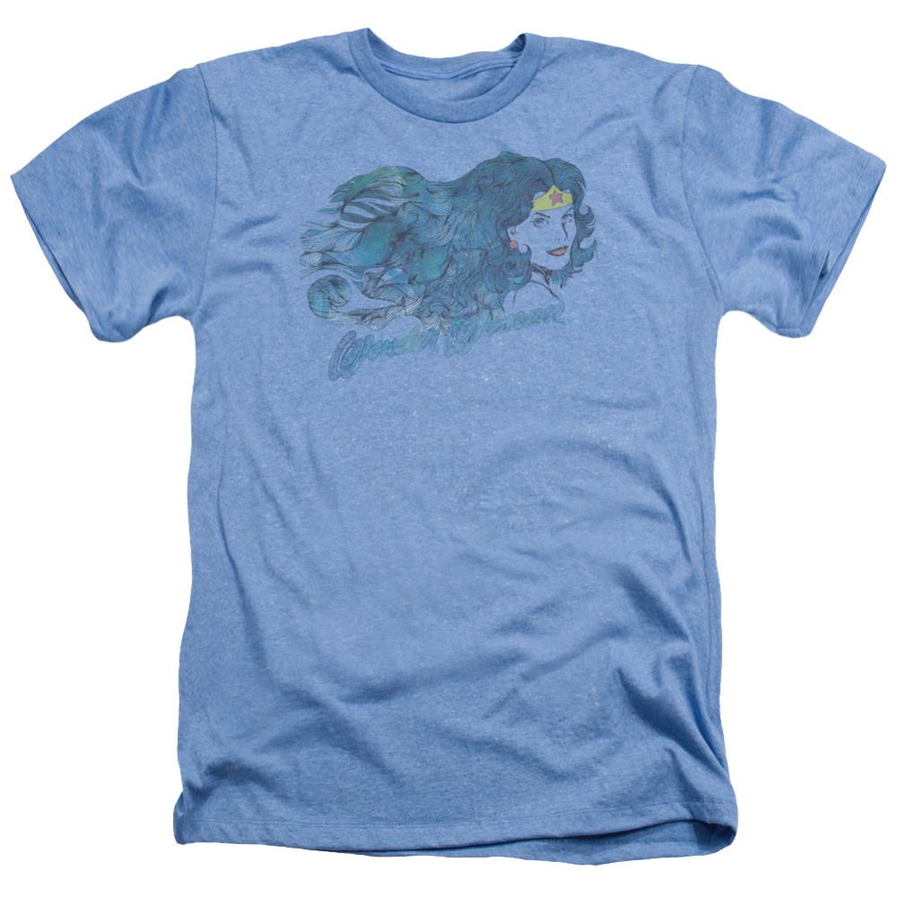 Justice League Of America Watercolor Hair Men's 30/1 Heather 60 40 Poly Short-Sleeve T-Shirt