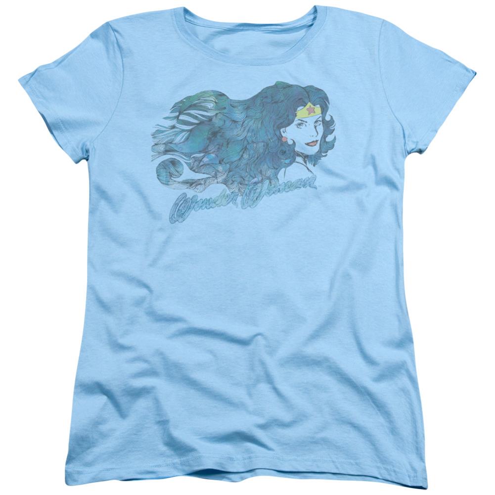 Justice League Of America Watercolor Hair Women's 18/1 Cotton Short-Sleeve T-Shirt