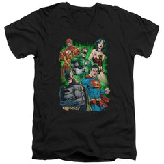 Justice League Of America Will Power Men's 30/1 Cotton Slim V-Neck T-Shirt